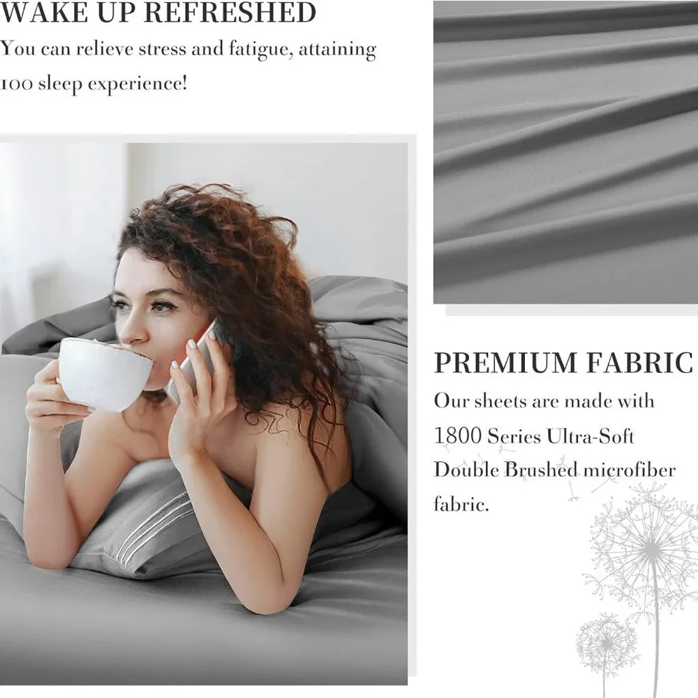 KING Bedsheet Set (6 pc) with 16 Inch Deep Pockets NWT! - Gray